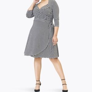 Women’s Leota Black & White Sweetheart Houndstooth Waist Tie Wrap Size 1X